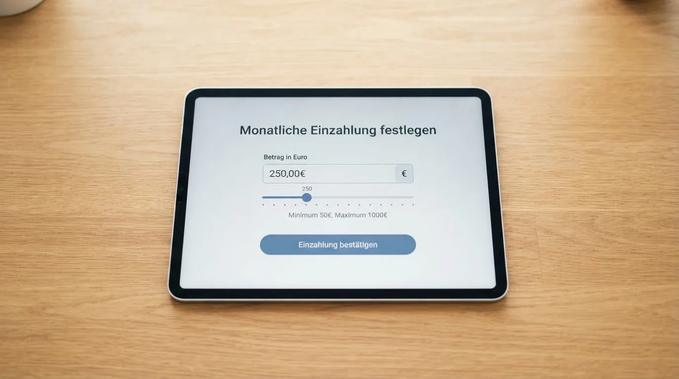Bildschirmausschnitt eines Formulars zur Festlegung eines monatlichen Einzahlungslimits.