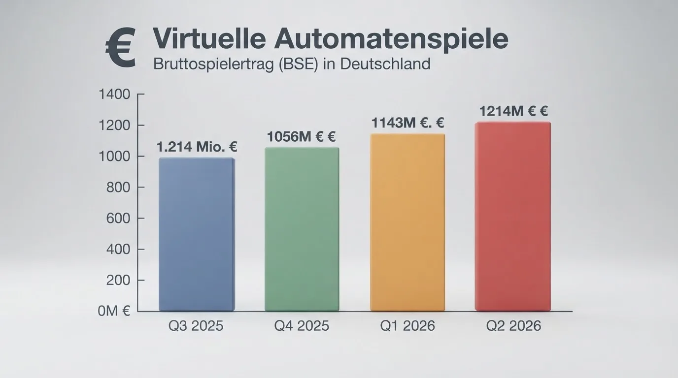 Nahaufnahme eines Diagramms mit Balken, die Spieleinsätze über mehrere Quartale zeigen.
